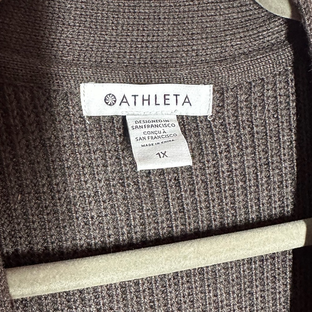 Athleta Espresso Brown Wool Blend Scenic Long Cardigan Sweater Plus Size 1X - Picture 3 of 5